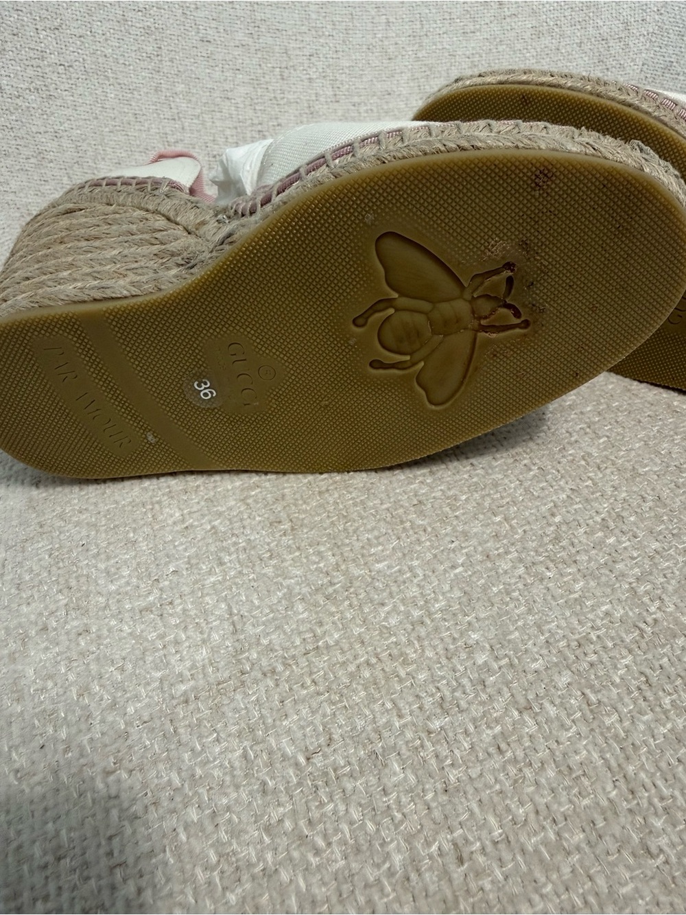 Gucci Women's Pink and White Espadrille Wedge - Picture 9 of 12